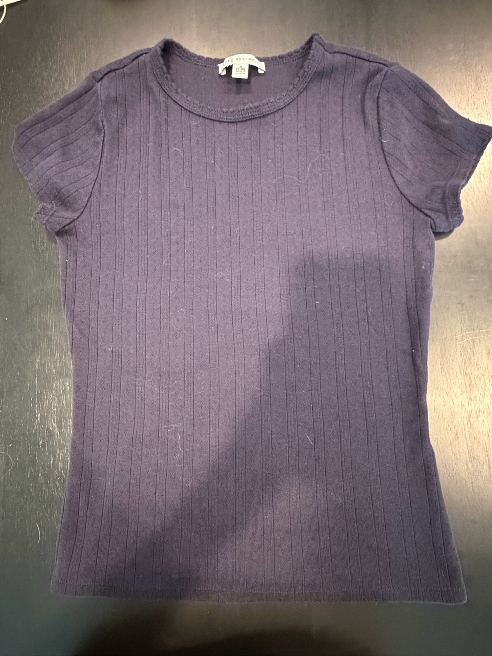 Ribbed Short Sleeve Tee in Navy